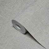 33394 Contemporary matt taupe rustic faux linen fabric sackcloth textured wallpaper