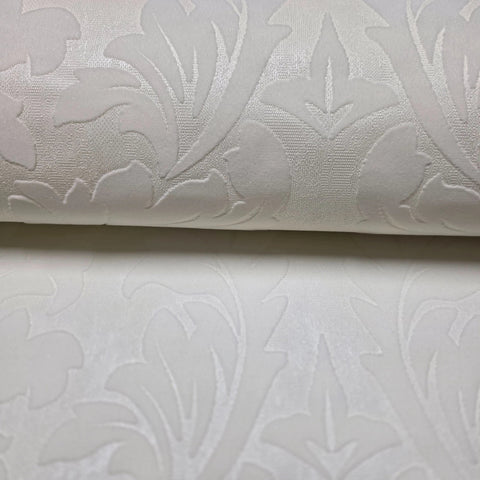 335801, WM33580101 Flocking off white Flocked Victorian damask flock velvet textured Wallpaper 3D
