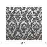 335823, WM33582301 Flocking gray silver metallic Flocked Victorian damask velvet flock Wallpaper 3D
