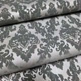 335823, WM33582301 Flocking gray silver metallic Flocked Victorian damask velvet flock Wallpaper 3D
