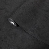 33758 Black charcoal dark gray faux plaster textured contemporary plain wallpaper roll