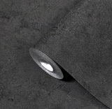 33758 Black charcoal dark gray faux plaster textured contemporary plain wallpaper roll