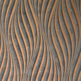 34263 Dark gray black rose gold bronze metallic wavy lines wave textured wallpaper 3D