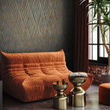 34263 Dark gray black rose gold bronze metallic wavy lines wave textured wallpaper 3D