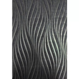 34264 Dark gray silver metallic wavy lines wave trellis textured modern wallpaper roll