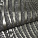 34264 Dark gray silver metallic wavy lines wave trellis textured modern wallpaper roll