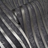 34264 Dark gray silver metallic wavy lines wave trellis textured modern wallpaper roll