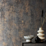 34270 Distressed paint gray rose gold metallic faux concrete plaster texture wallpaper