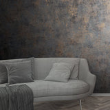 34270 Distressed paint gray rose gold metallic faux concrete plaster texture wallpaper