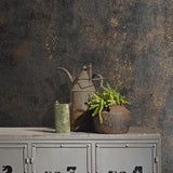 34270 Distressed paint gray rose gold metallic faux concrete plaster texture wallpaper
