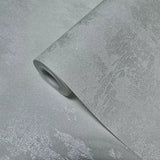 34275 Plain foil silver metallic faux concrete plaster textured contemporary wallpaper
