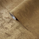 34277 Foil bronze ginger gold metallic faux concrete plaster textured Plain wallpaper