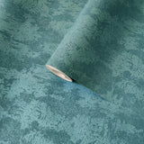 34278 Plain foil green blue teal metallic faux concrete plaster textured wallpaper