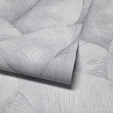 34562 Light gray purple overlapping leaf Textured batik large leaves modern Wallpaper