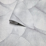 34562 Light gray purple overlapping leaf Textured batik large leaves modern Wallpaper
