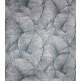 34564 Green hue silver metallic foil overlapping leaf Textured batik leaves Wallpaper
