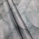 34564 Green hue silver metallic foil overlapping leaf Textured batik leaves Wallpaper