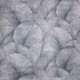 34564 Green hue silver metallic foil overlapping leaf Textured batik leaves Wallpaper