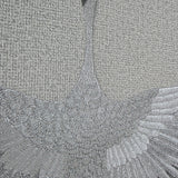 34580 Light ash gray silver metallic Faux fabric Textured Asian Cranes birds Wallpaper