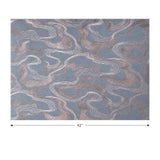 34588 Teal blue bronze metallic wavy lines Faux fabric wave Textured modern Wallpaper
