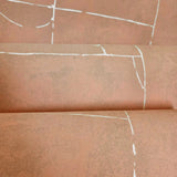 34605 Matte Orange terracotta brass geometric lines Textured faux plaster wallpaper 3D

