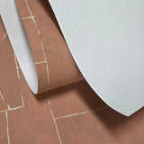 34605 Matte Orange terracotta brass geometric lines Textured faux plaster wallpaper 3D
