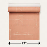 34605 Matte Orange terracotta brass geometric lines Textured faux plaster wallpaper 3D
