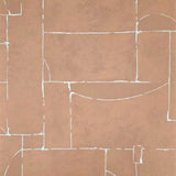 34605 Matte Orange terracotta brass geometric lines Textured faux plaster wallpaper 3D

