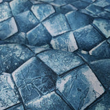 34910 Embossed blue faux dragon scales plaster tile textured modern wallpaper rolls 3D