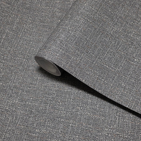 34916 Plain wallcovering gray bronze faux linen Tweed fabric textured modern wallpaper