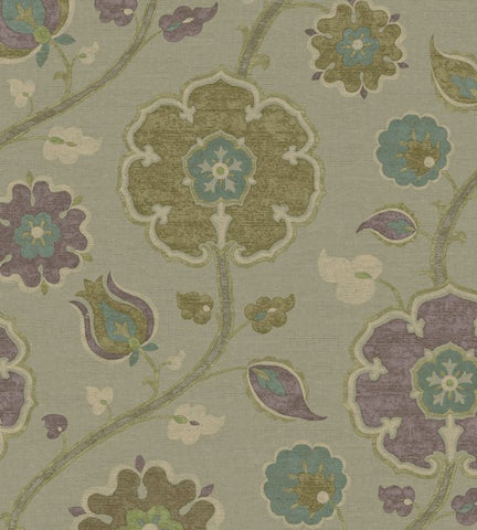 350614 Silk Garden Flowers Green Wallpaper 