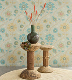 350615 Silk Garden Flowers Blue Wallpaper