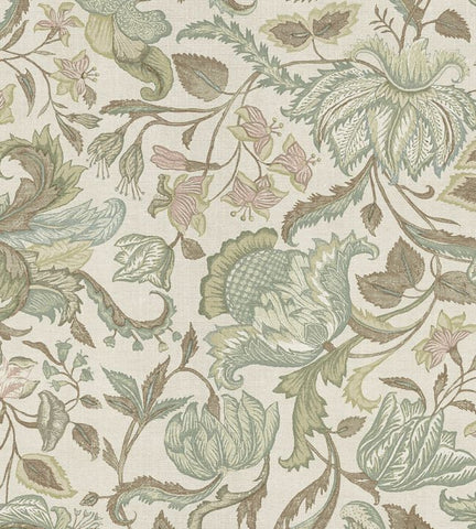 350641 Misty Bloom Flowers Green Wallpaper 