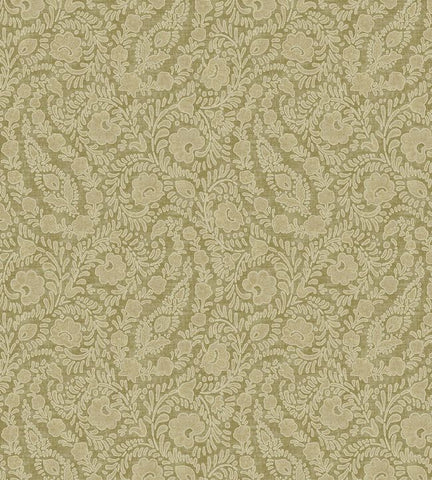 350654 Embroidered Meadow Green Wallpaper
