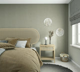 35766 Boho Uni Brown Green Wallpaper