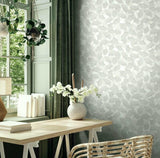 35781 Boho Floral Grey White Wallpaper 