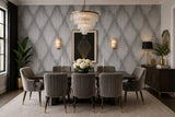 35804 Abstract diamond streaks geo matte ash gray silver metallic textured wallpaper