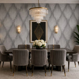 35804 Abstract diamond streaks geo matte ash gray silver metallic textured wallpaper