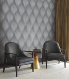 35804 Abstract diamond streaks geo matte ash gray silver metallic textured wallpaper