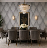35804 Abstract diamond streaks geo matte ash gray silver metallic textured wallpaper