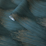 35806 Abstract diamond streaks geo dark green teal gold metallic textured wallpaper 3D
