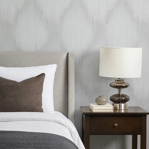 35807 Abstract diamond streaks geo grayish ivory off white cream textured wallpaper 3D
