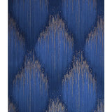 35808 Abstract diamond streaks geometric royal blue gold metallic textured wallpaper
