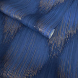 35808 Abstract diamond streaks geometric royal blue gold metallic textured wallpaper
