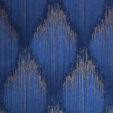 35808 Abstract diamond streaks geometric royal blue gold metallic textured wallpaper
