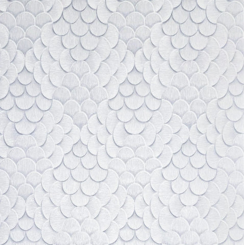35809 Faux layered scallop scales plaster texture light gray art embossed wallpaper 3D
