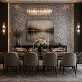 35814 Little Hexagon tile pattern silver gray metallic foil textured wallpaper modern