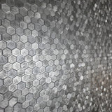 35814 Little Hexagon tile pattern silver gray metallic foil textured wallpaper modern