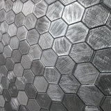 35814 Little Hexagon tile pattern silver gray metallic foil textured wallpaper modern