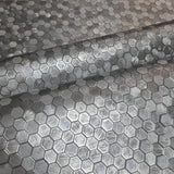 35814 Little Hexagon tile pattern silver gray metallic foil textured wallpaper modern